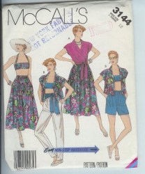 3144 MCCALLS SLEEVELESS SHIRT, BRA, PANTS,, SHORTS, SKIRT SASH  PATTERN 14, 12